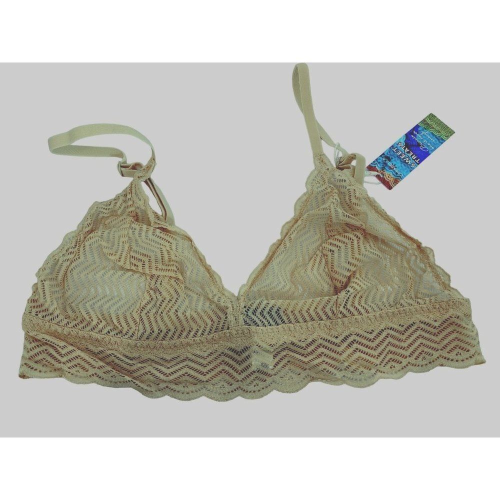 Cosabella Sweet Treat GEO Soft Lacy Triangle Bralette Blush Sz M Italy NEW